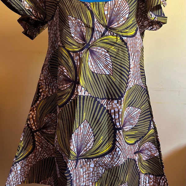 Ankara mini Dress for women, 100% Cotton, African dress, Ankara fabric, all event type. African print fabric, real wax Afrocentric. Medium