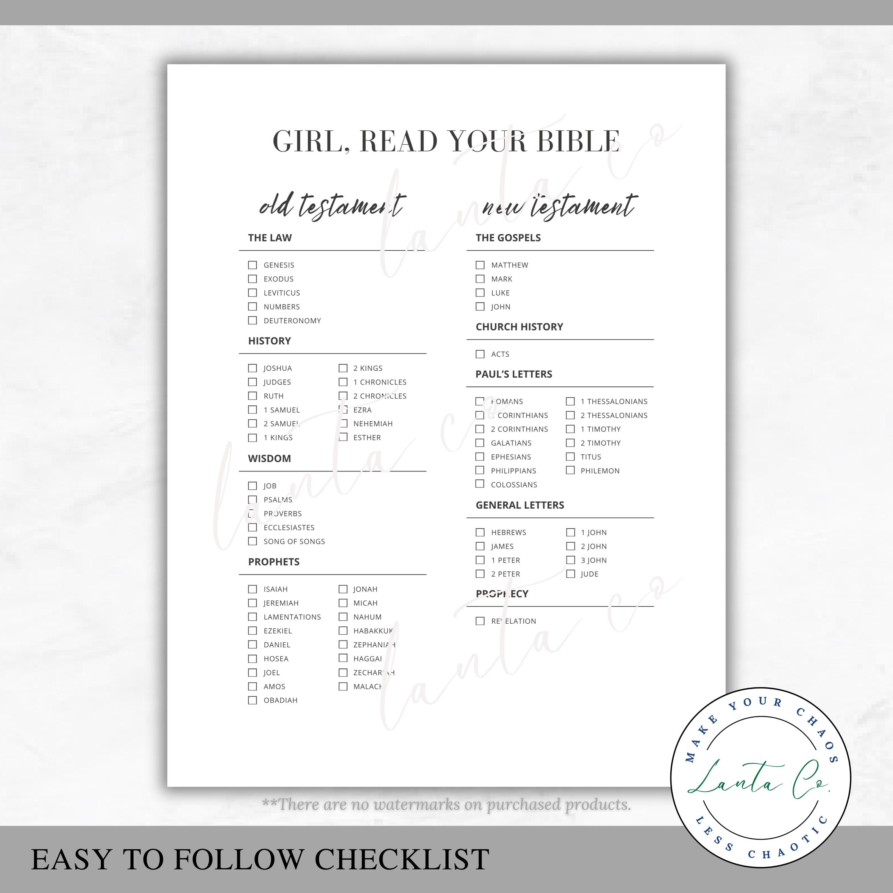 Girl, Read Your Bible – Bible Reading Tracker | Books of the Bible ...