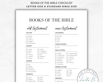 Bibellese-Tracker - Druckbare PDF | Letter Size & Bibel-Größe Versionen | Bücher der Bibel Checkliste Instant Download