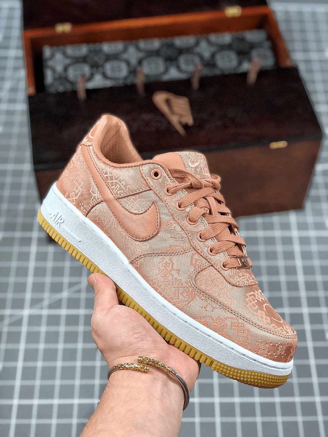 white air force with rose