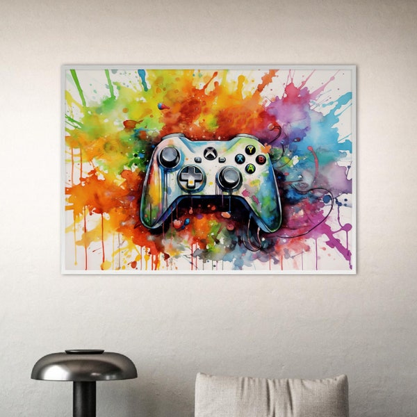 Toile ou Affiche VIVID GAMING - Différentes Tailles (S - XXL), Avec ou Sans Cadre, Art Print, Pop Art, Gaming, Console, Manette