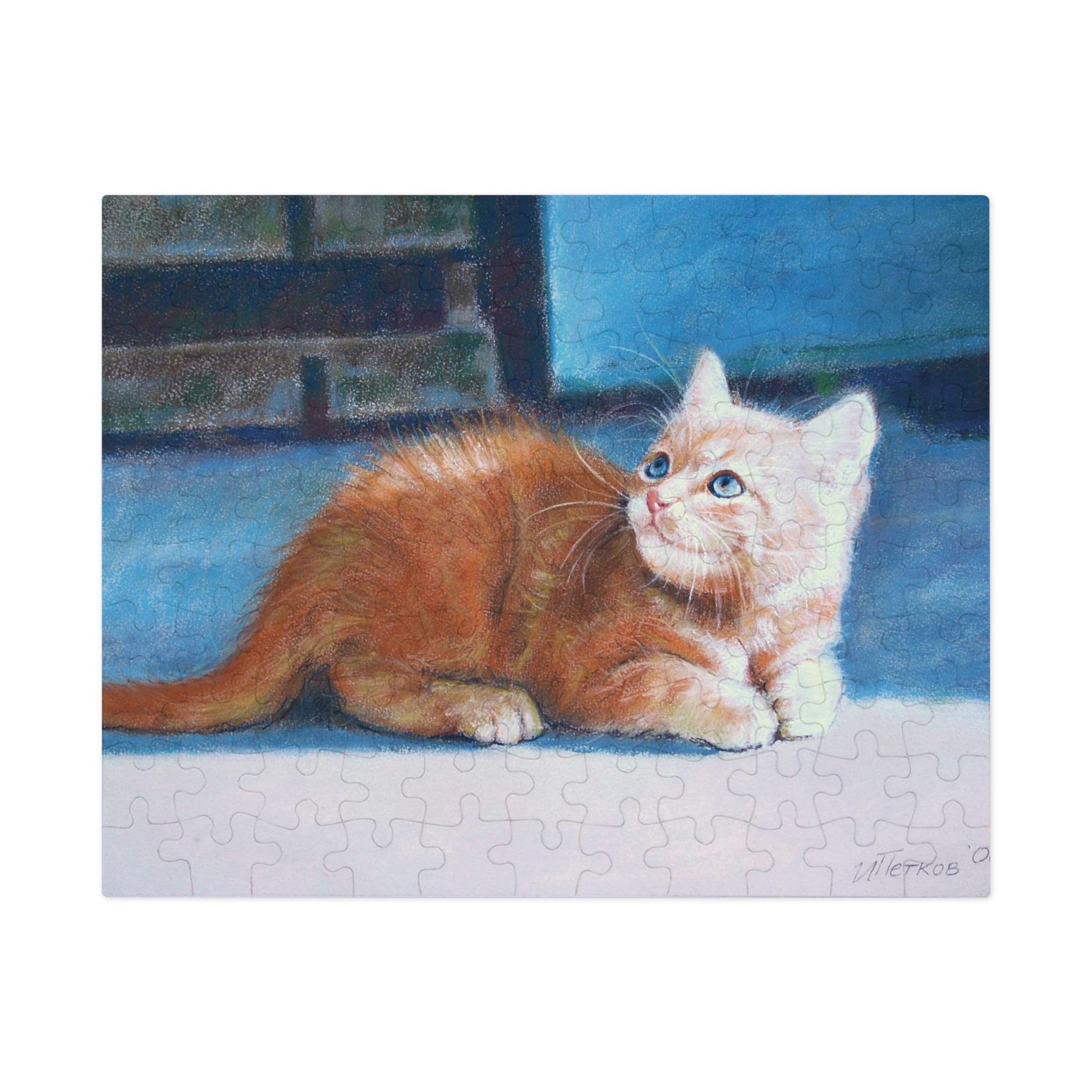 Orange Kitten Jigsaw Puzzle, Frameable Christmas Gift for Adults
