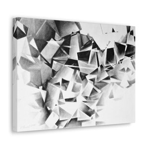 Whirlstructure I - Canvas Print, Wall Art, Charcoal, Abstract Black and White Decor
