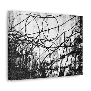 The Search - Canvas Print, Wall Art, Charcoal, Abstract Black and White Decor