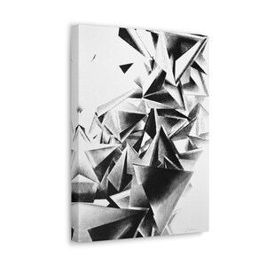 Whirlstructure III - Canvas Print, Wall Art, Charcoal, Abstract Black and White Decor