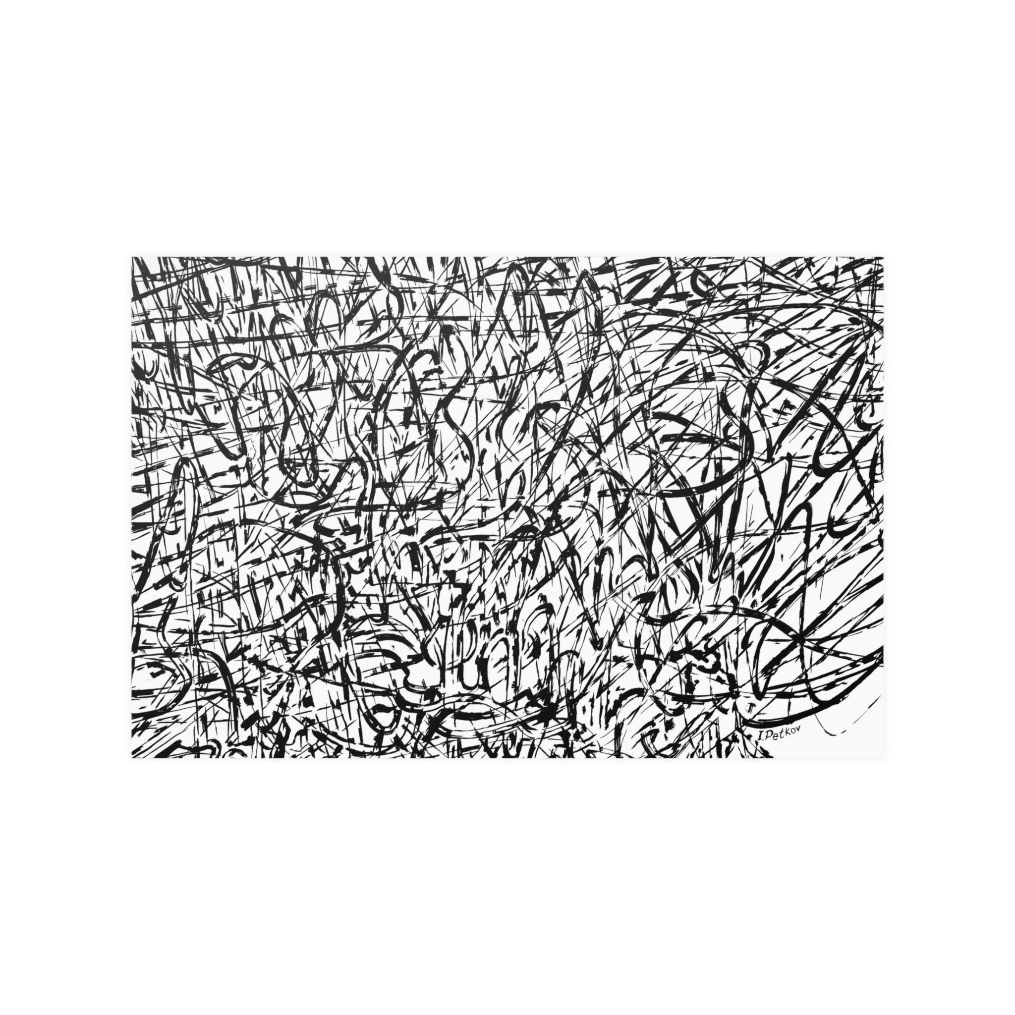 Abstract Ink Drawing Print – Black and White Calligraphy Art (unframed ...