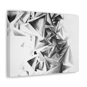 Whirlstructure II - Canvas Print, Wall Art, Houtskool, Abstract Zwart-wit Decor