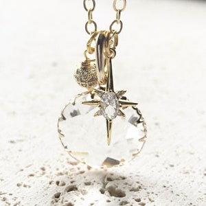 Crystal cluster necklace starburst celestial boutique jewelry