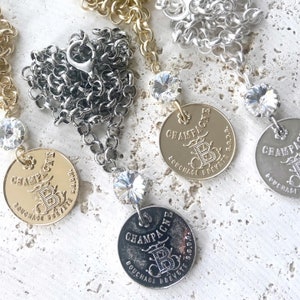 French champagne coin necklace