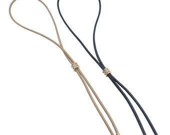 Luxe Faux Leather Cord Lariat Necklace