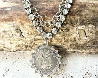 Angel French coin necklace
