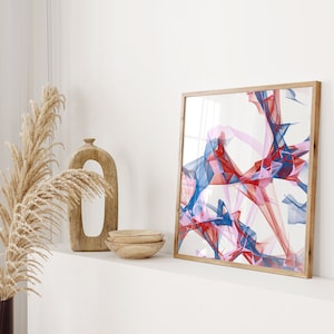 Abstract Wall Art | Downloadable Print | Large Printable Wall Art | Red and Blue Picture 1x1 | High Resolution JPG Image | Abstract Bird