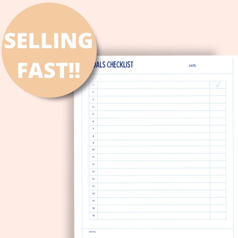 PRINTABLE GOALS CHECKLIST Digital Download Goal Planner Etsy