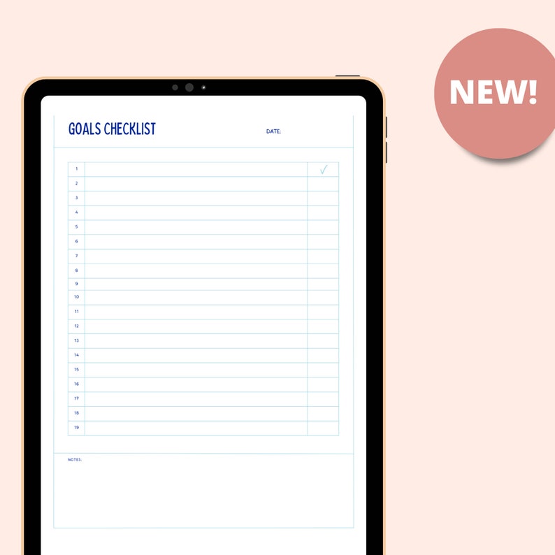PRINTABLE GOALS CHECKLIST Digital Download Goal Planner Etsy