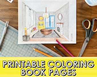 Living Room Coloring Book: Printable Interior Design Pages (PDF Download)