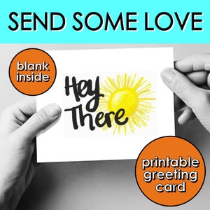 Hey There Sunshine Greeting Card: Thinking of You Printable (PDF Download)