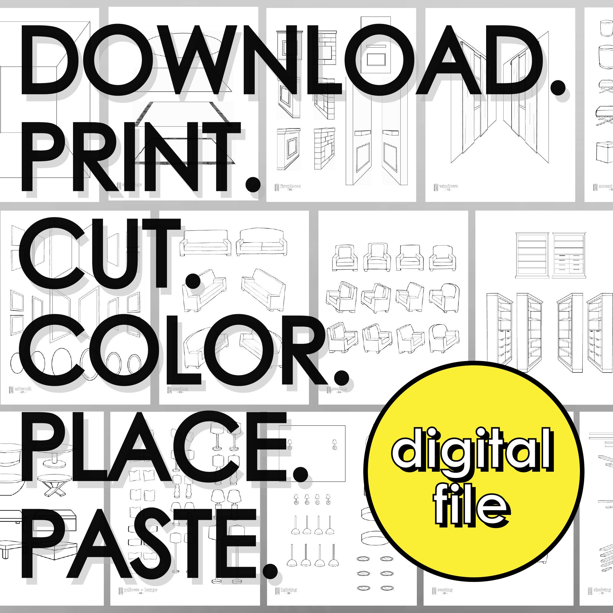 Homepage Living Room Printable Coloring Book Pages Sheets Instant ...