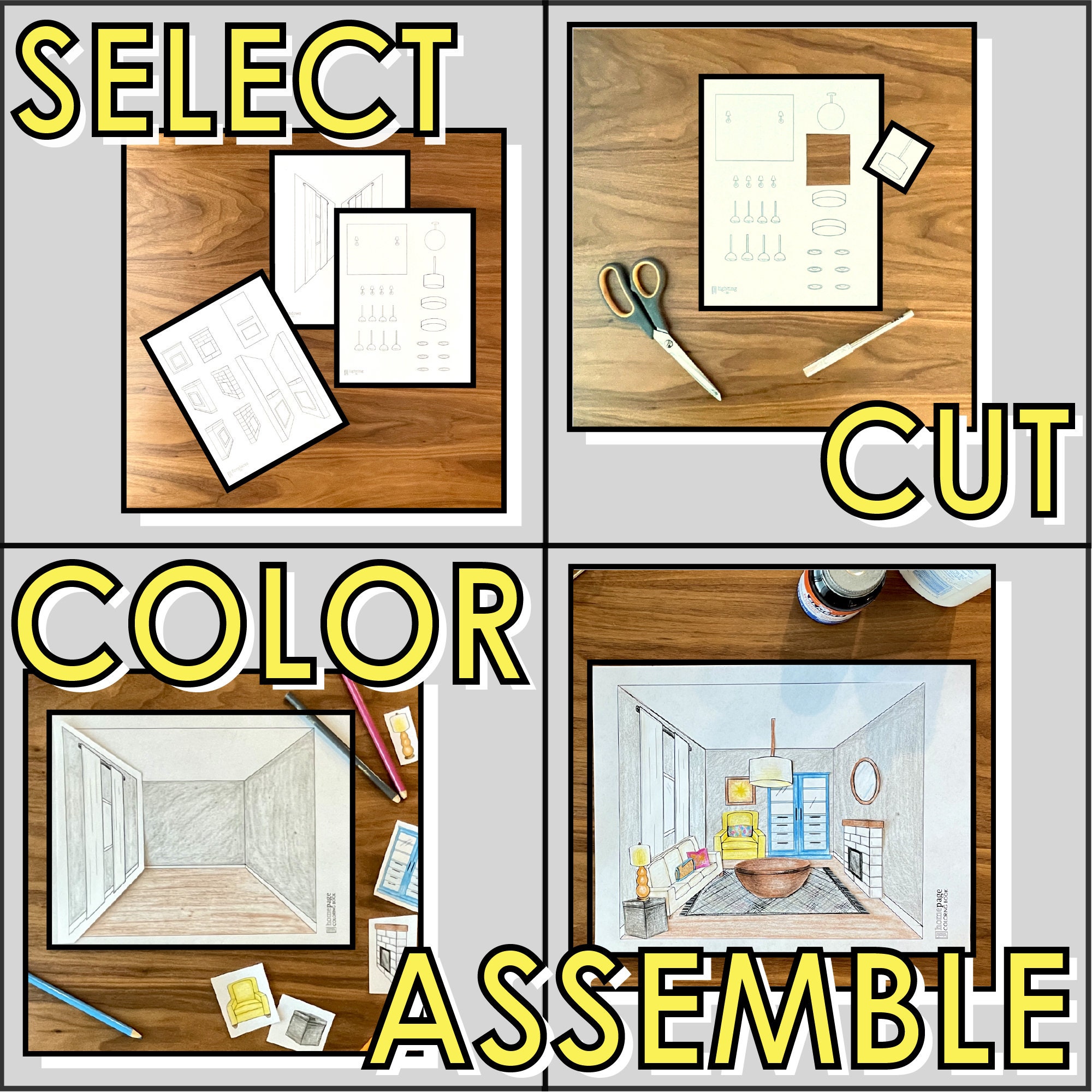 Homepage Living Room Printable Coloring Book Pages Sheets Instant ...
