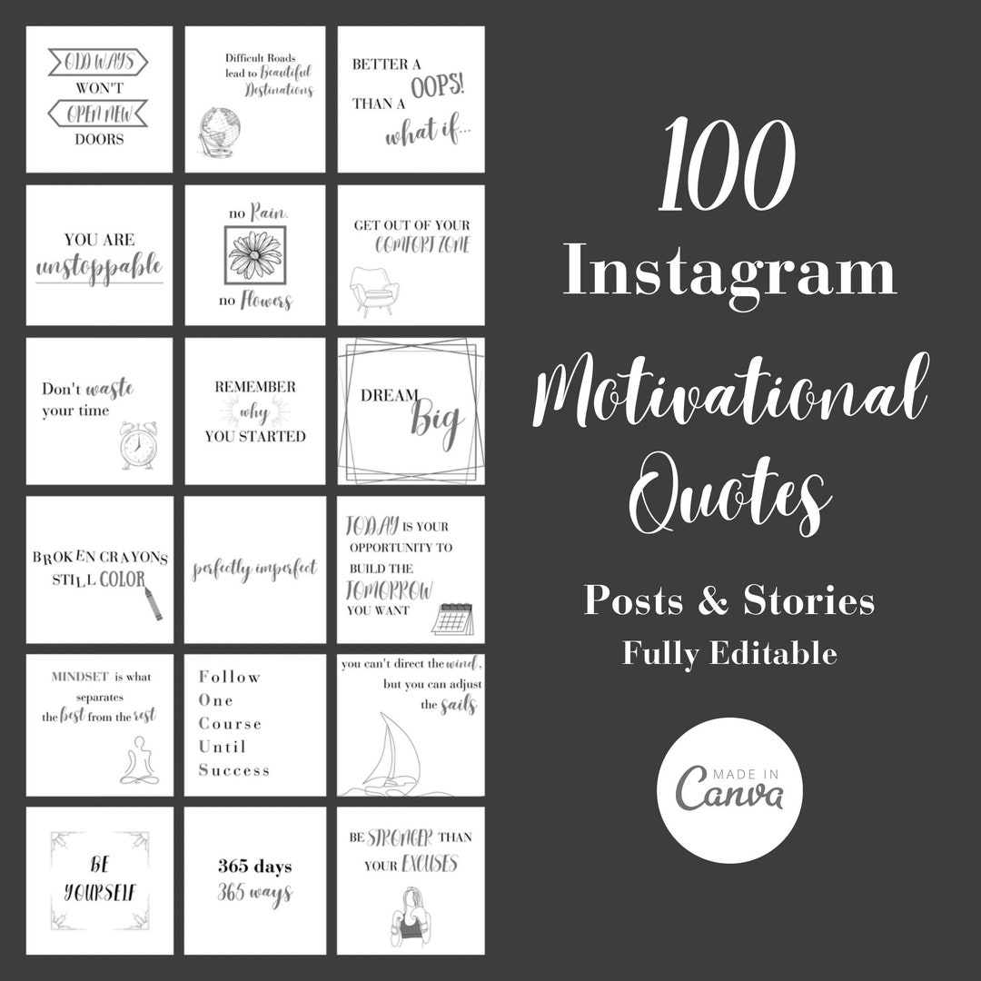 100 Instagram Templates For Posts Stories Motivational Etsy