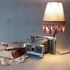 Retro Upcycled Polaroid Camera Lamp with Lampshade