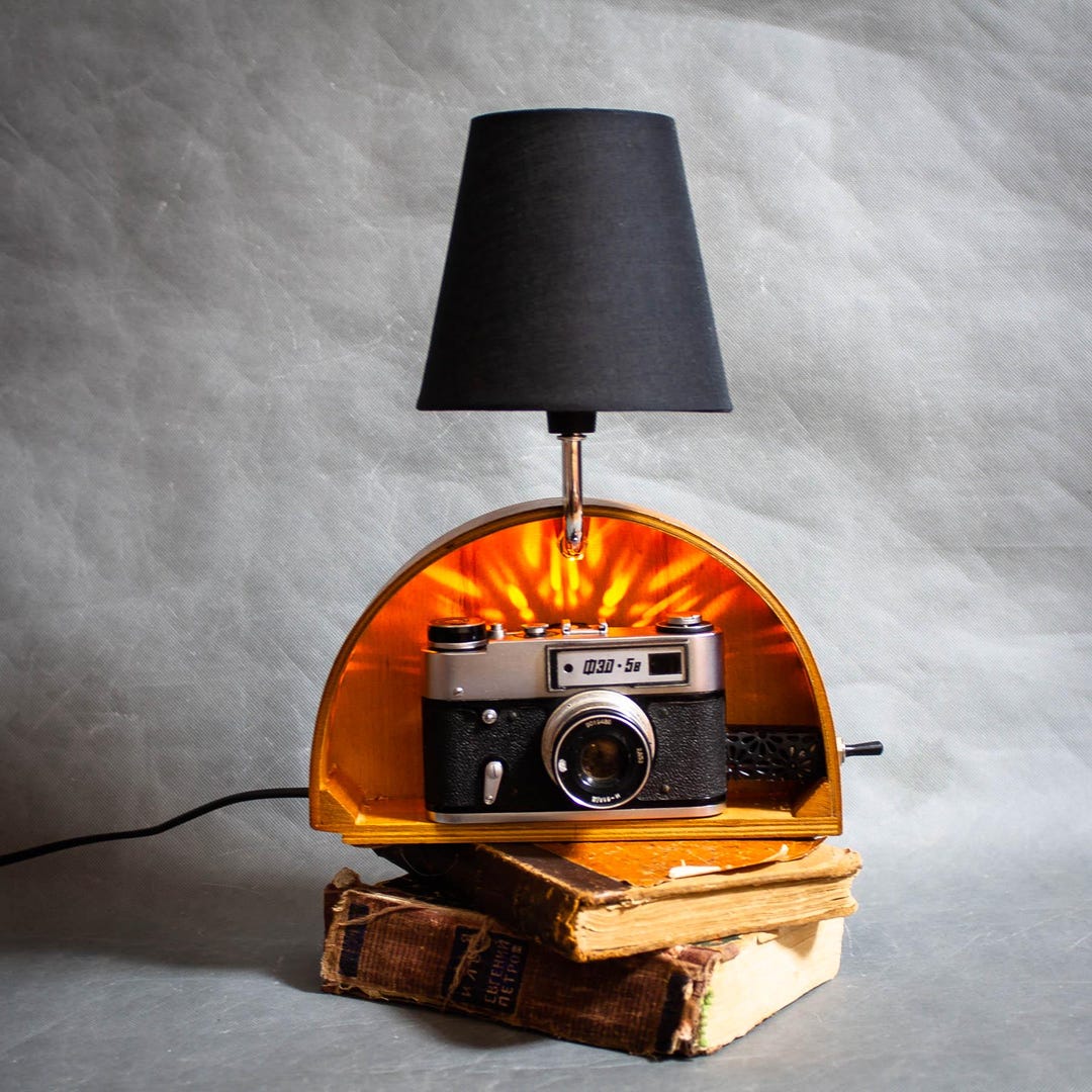 Dual-function Table Lamp: Camera Decor, Black Shade Nightlight - Etsy