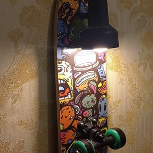 Applique da parete per skateboard per bambini - Lampada creativa fatta a mano