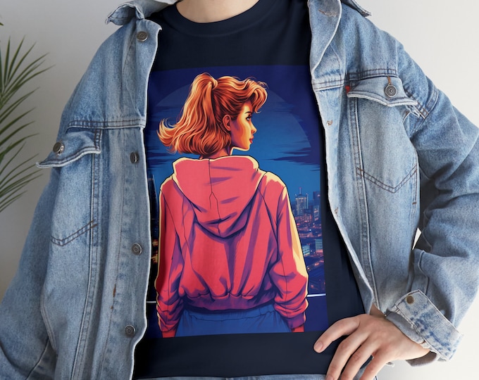 Pop Culture T-Shirt - Vintage/ Anime Shirt/  Mashup, City Girl, Unisex Heavy Cotton Shirt