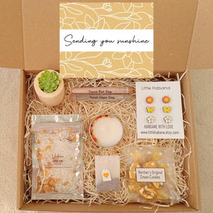 Enviando-lhe luz do sol, pensando em você, presente, pacote de autocuidado para mulheres, presente para melhoras, caixa de spa para animar, presente de simpatia para mulheres (GB054)