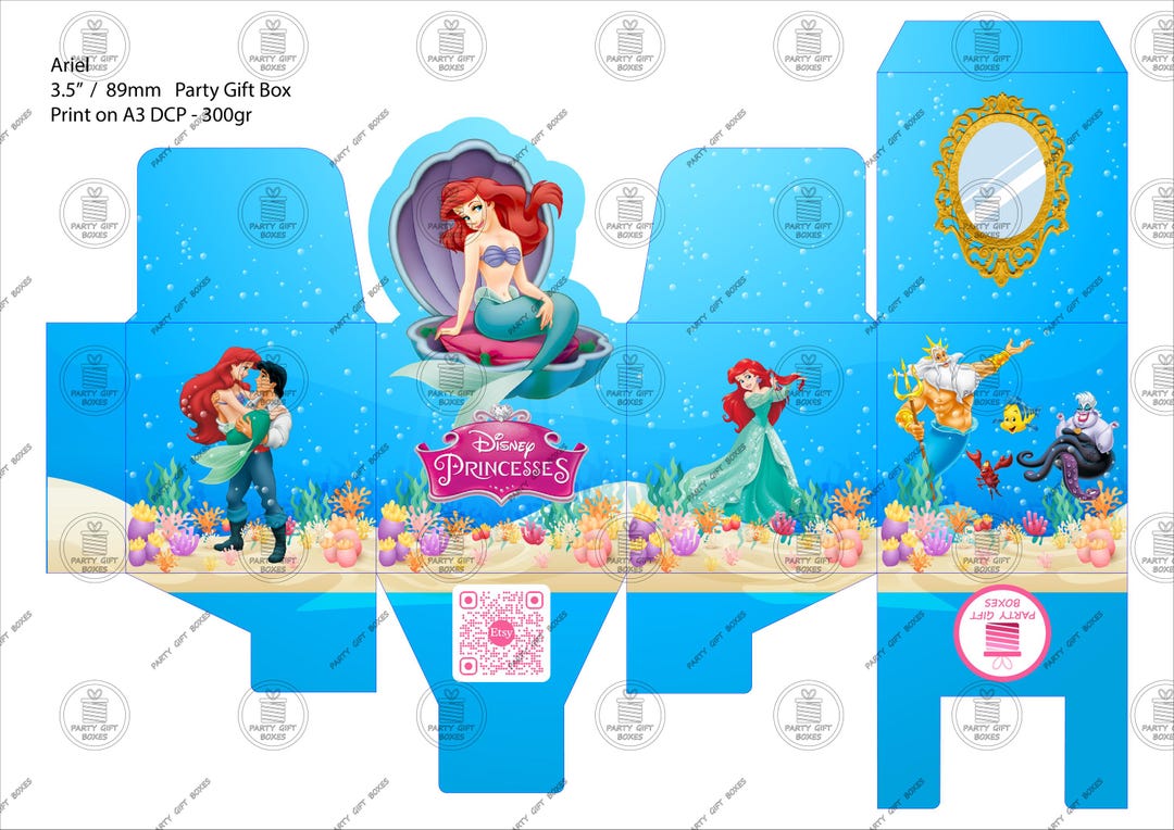 Ariel Little Mermaid Theme Birthday Party Gift Box Favor Box Candy Box ...