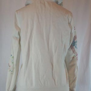 Vintage Y2K Lucky Brand Embroidered Peacock Floral Hoodie Jacket Women’s S Faux Fur Trim image 2