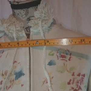 Vintage Y2K Lucky Brand Embroidered Peacock Floral Hoodie Jacket Women’s S Faux Fur Trim image 6