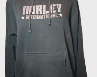 Hurley International Y2K Distressed Logo Hoodie Black L