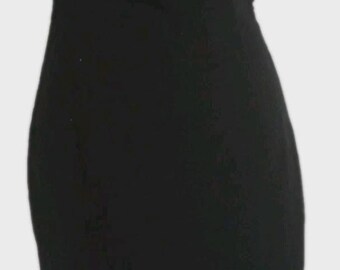 90s Cimarron Paris Black Midi Dress – Open Back Sheath, Cotton Lycra Blend (Medium)