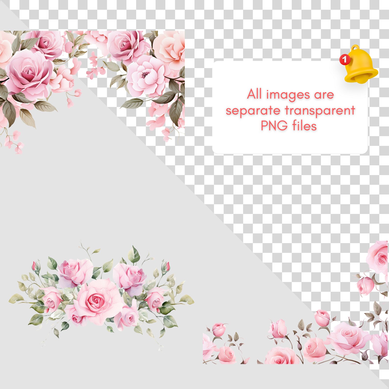 Pink Rose Border Clipart PNG Watercolor Pink Rose Border SVG Etsy UK
