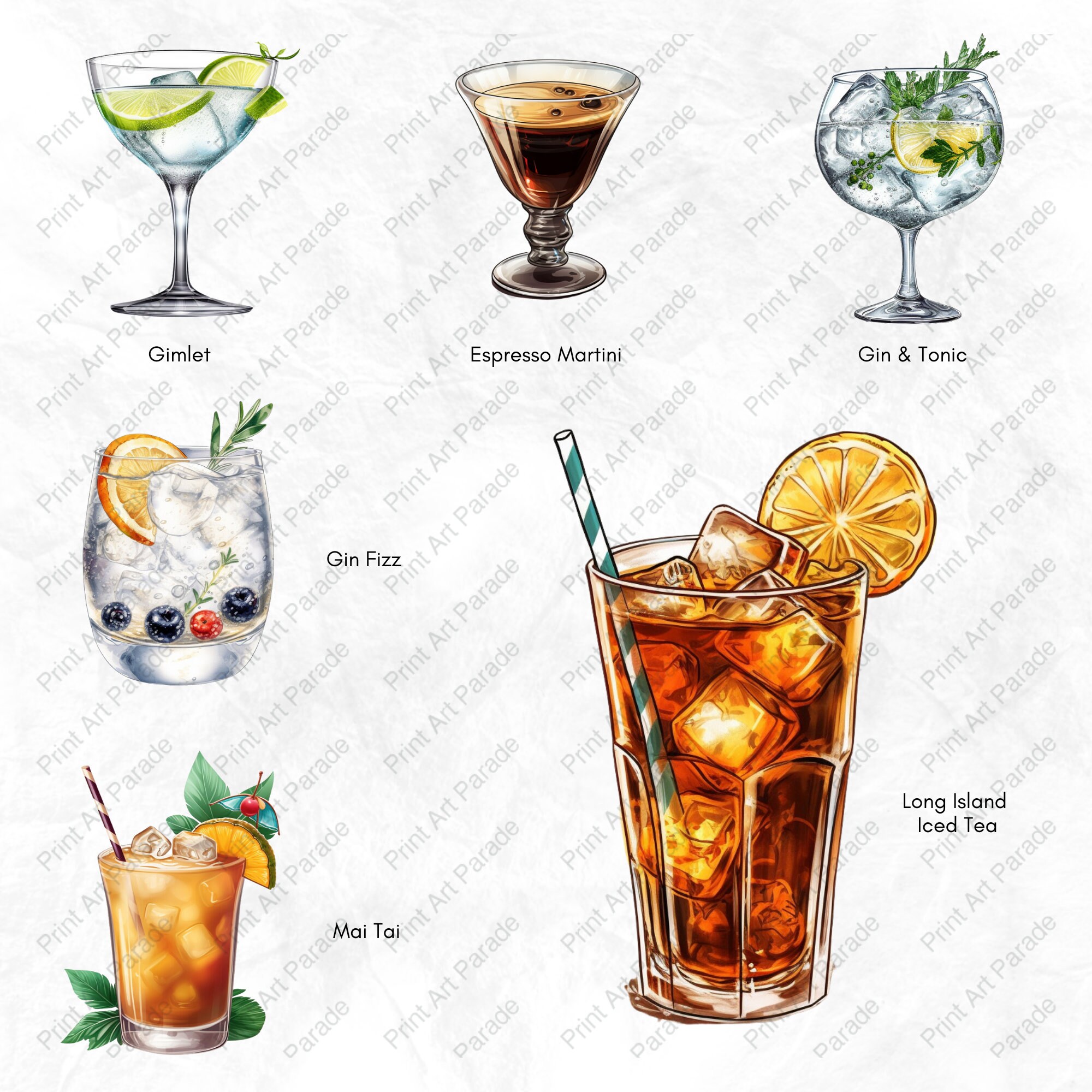Cocktail Clipart PNG Cocktail Digital Graphics Instant Download for ...