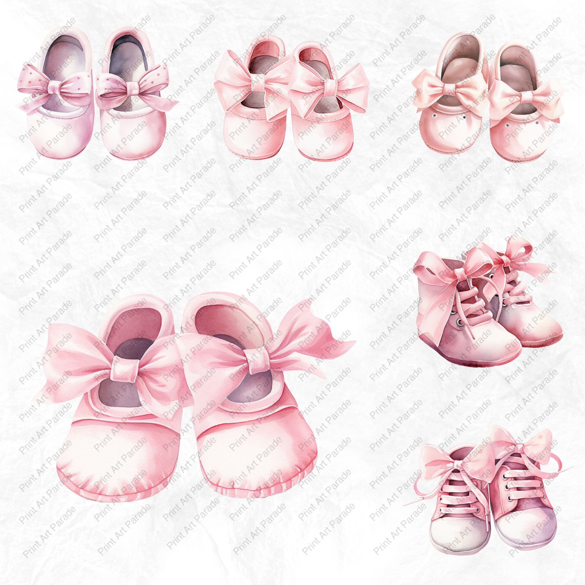 Watercolor Baby Girl Shoe Clipart PNG Newborn Nursery Baby Shower Baby