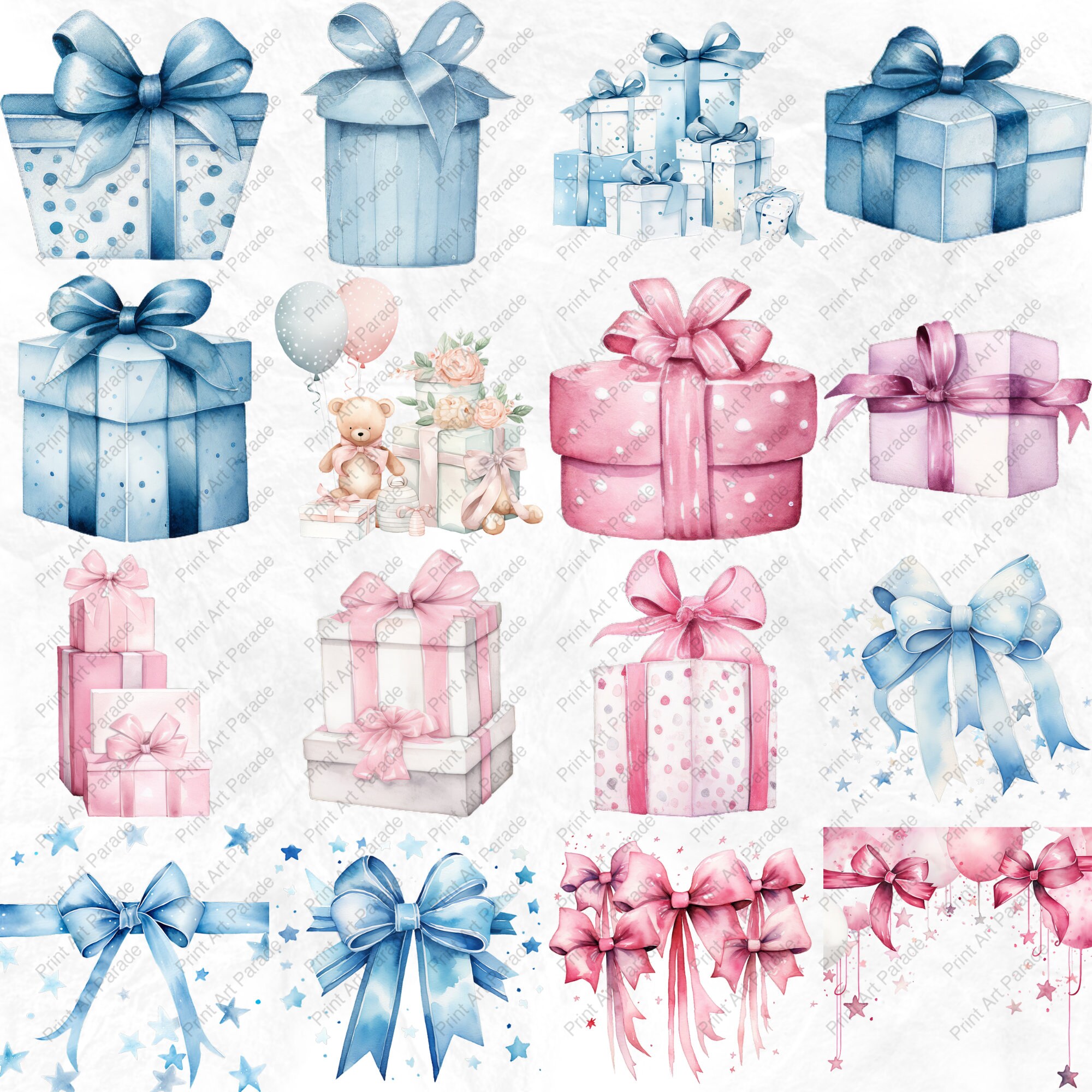 Watercolor Baby Shower Clipart PNG Bundle Newborn Nursery Baby Shower ...