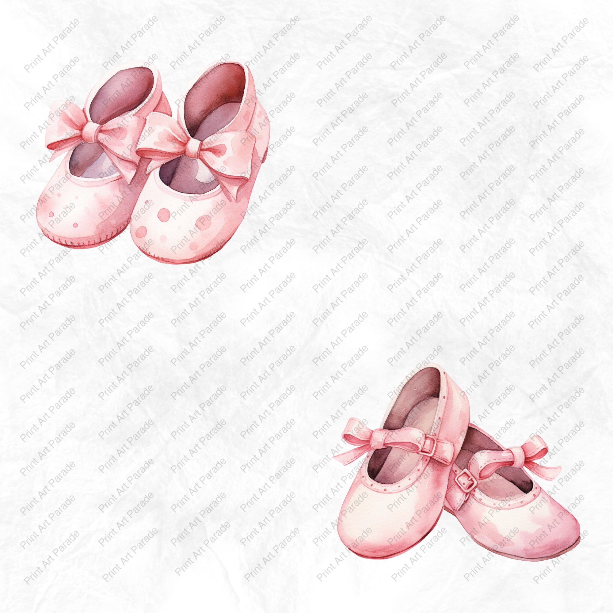 Watercolor Baby Girl Shoe Clipart PNG Newborn Nursery Baby Shower Baby