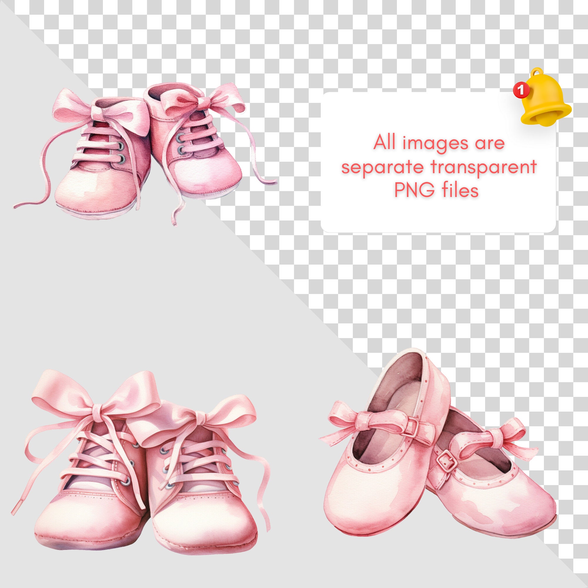 Watercolor Baby Girl Shoe Clipart PNG Newborn Nursery Baby Shower Baby