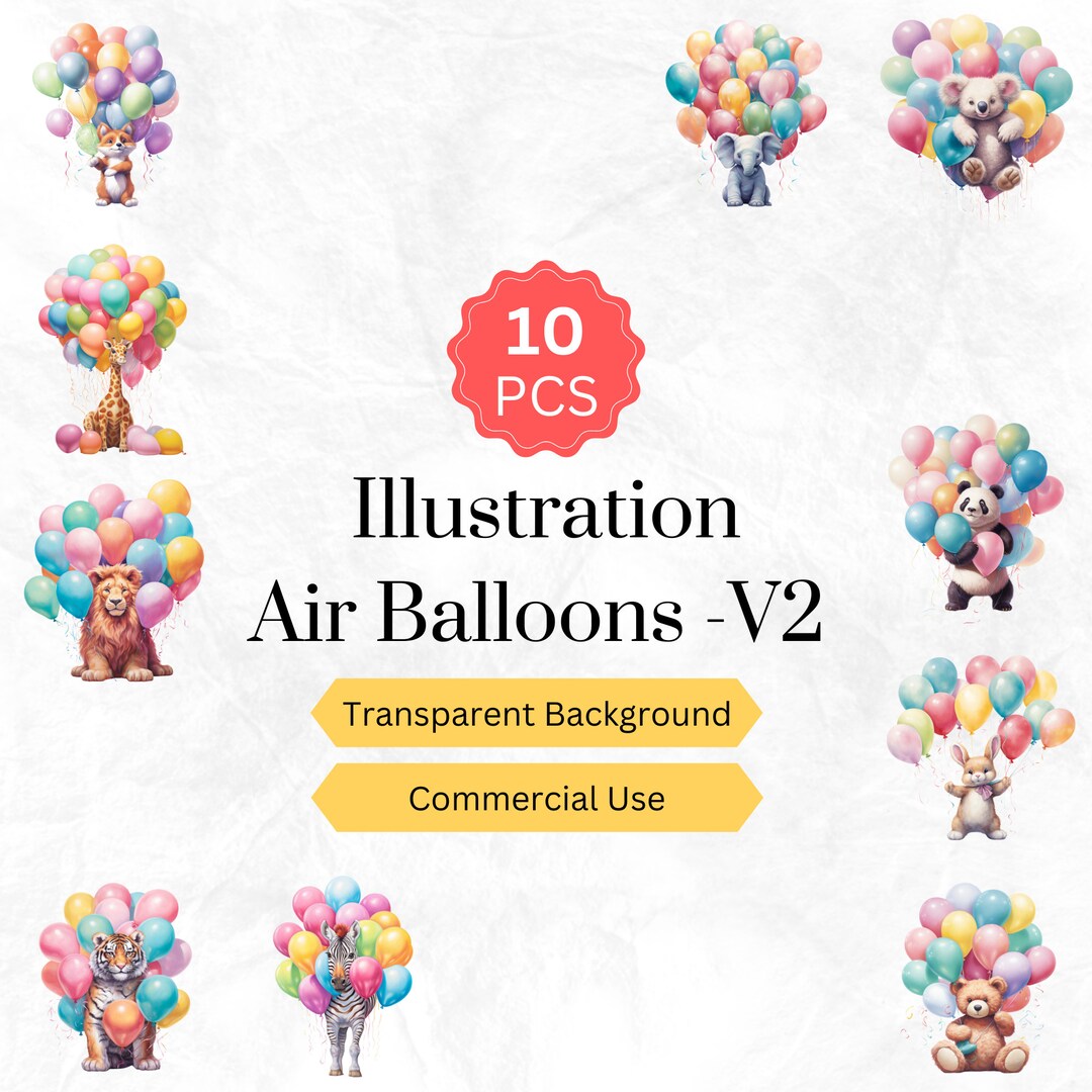 Watercolor Air Balloon Clipart PNG Newborn Nursery Baby Shower PNG ...