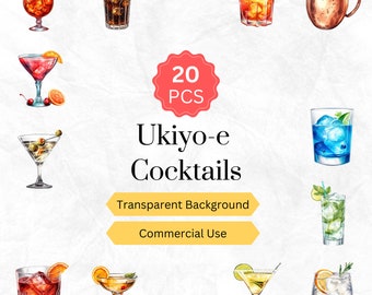 Cocktail Clipart PNG Cocktail Digital graphics instant download for commercial use 20 pcs.