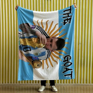 Lionel Messi Plush Blanket, Football Soccer Fan Gift Argentina Soccer Team Messi 10, Messi blanket, Messi throw, Argentina, Blanket for kids