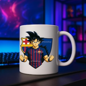 Anime Barcelona Mug | Anime Inspired Design | 11oz & 15oz White Coffee Cup | Gift for Anime Fan, Soccer Lovers, Barça Supporters | Catalonia