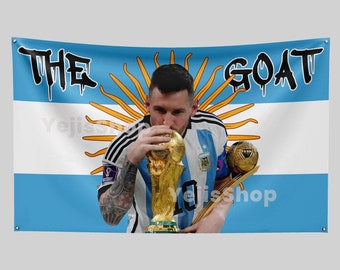 Lionel Messi Flag, Messi Argentina Flag, Gift for Him Soccer fan gift Good Quality Messi Merch, Inter Miami Messi Fan Flag Banner Size 5'x3'