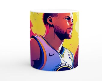 Anime Steph Curry Mug: Abstract Cyberpunk Basketball Theme