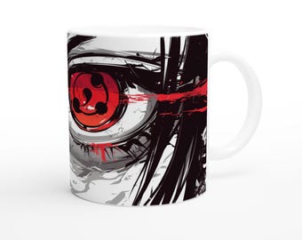Eye of Sharingun, 11oz Ceramic Mug, Anime, Black and White, Anime Lovers, Gift