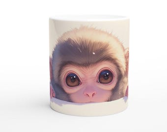 Snazzimal Society, Animal Lover Mugs, Monkey, Cute Animal, 11oz Ceramic Mug, Kitchenware