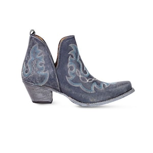 Myra Bag: S-9688 "Maisie Stitched Leather Boots in Dusty Blue"