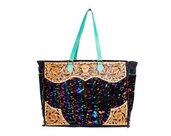 Myra Bag: S-8844 "Galaxy Fire Hand-Tooled Weekender Bag"