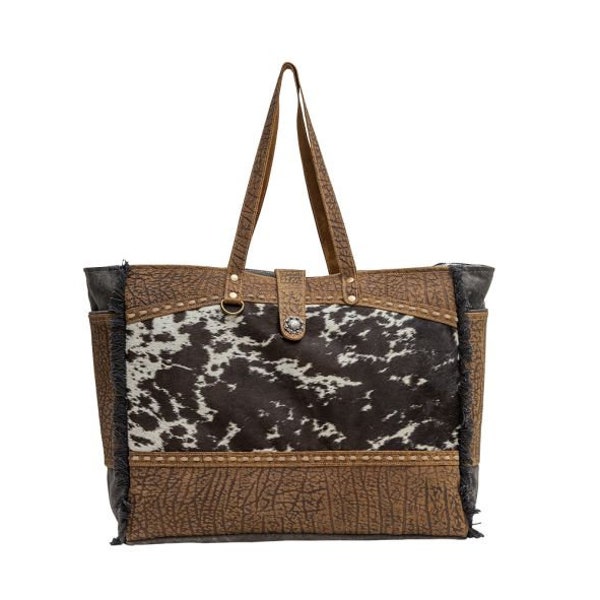 Myra Bag: S-6780 "Asher Canvas & Hair On Weekender Bag"